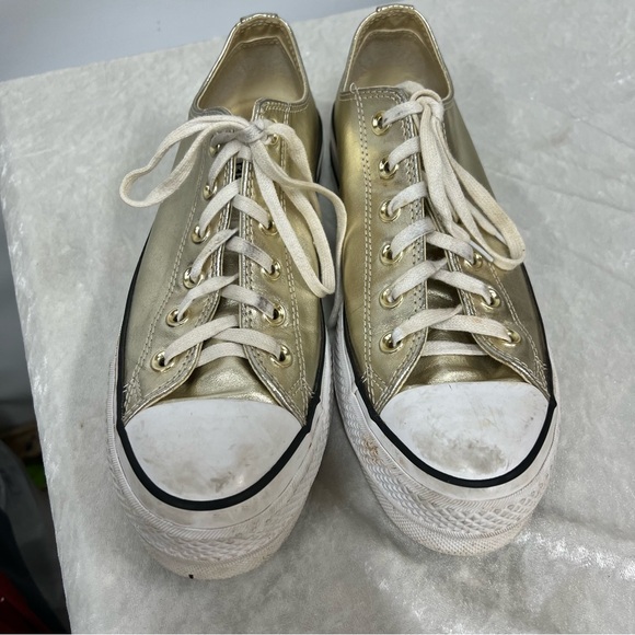Converse All Star 9.5 Metallic Gold Sneakers - Picture 3 of 10